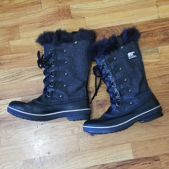 Black Glitter Sorel Tofino Lux Waterproof Size 10.5 - Picture 8 of 9
